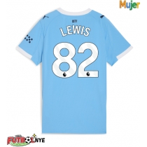Camiseta Manchester City Rico Lewis #82 Primera Equipación para mujer 2025-26 manga corta
